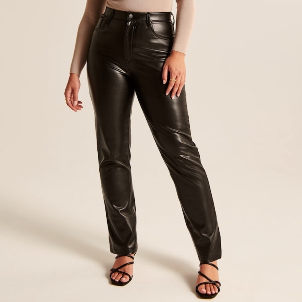 Abercrombie 90s straight leg leather pants